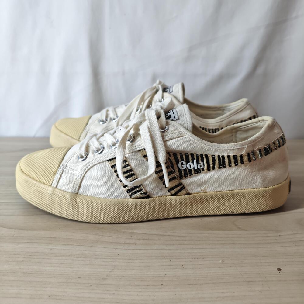 Gola Coaster Safari Shoes Womens Size 8 White Animal Print Sneaker CLB003